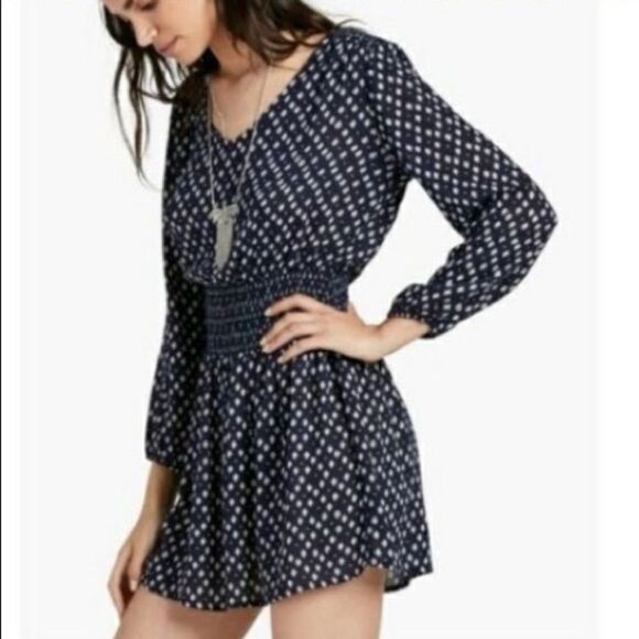 Lucky Brand Long Sleeve Smocked Mini Sun Dress - Women’s M - Picture 1 of 9
